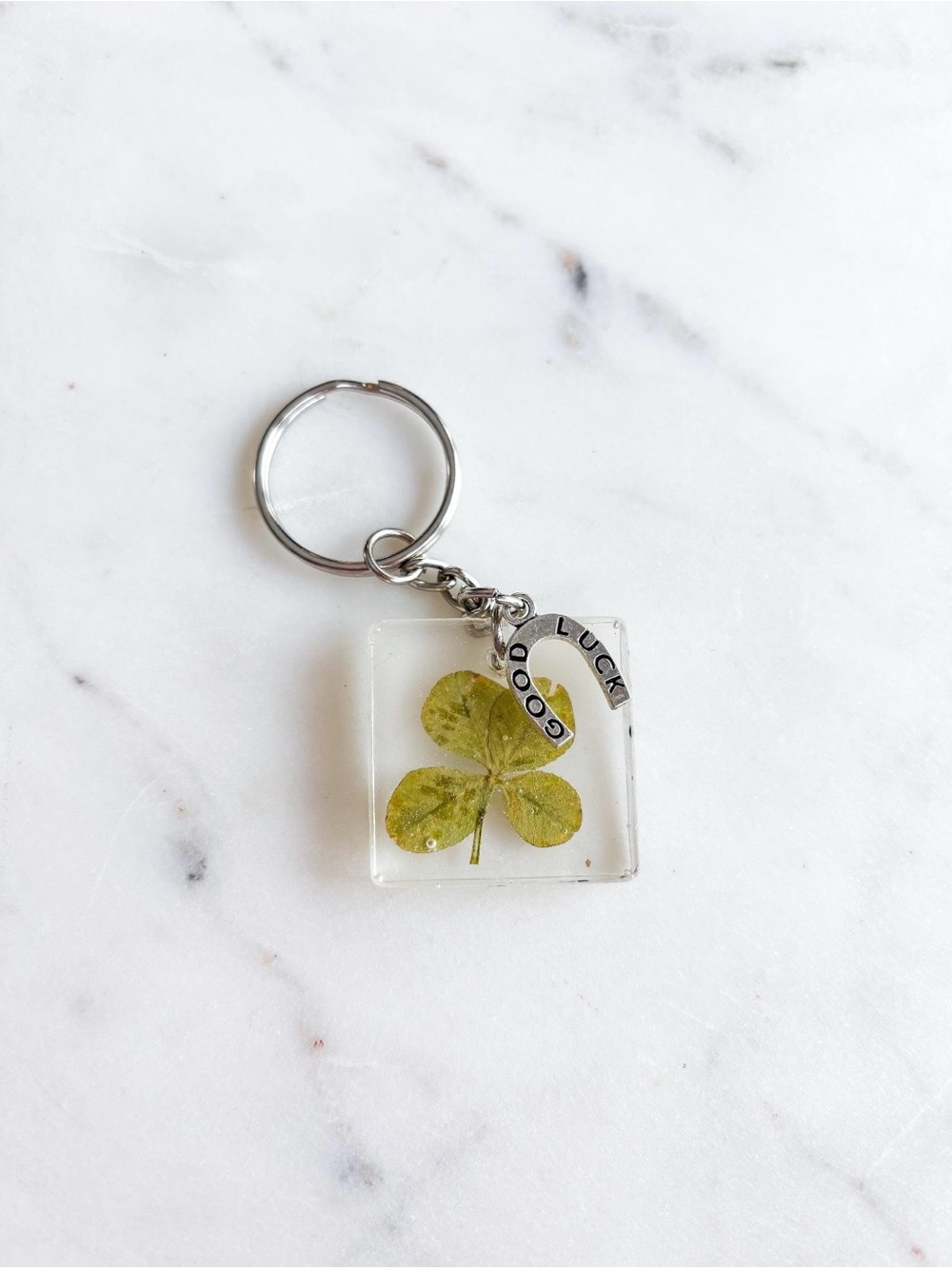 REAL Pressed Four-Leaf Clover Resin Keychain